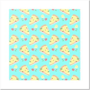 cute pizza pattern Posters and Art